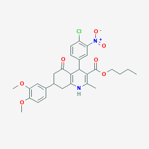 molecular formula C29H31ClN2O7 B11770882 Butyl 4-(4-chloro-3-nitrophenyl)-7-(3,4-dimethoxyphenyl)-2-methyl-5-oxo-1,4,5,6,7,8-hexahydroquinoline-3-carboxylate 