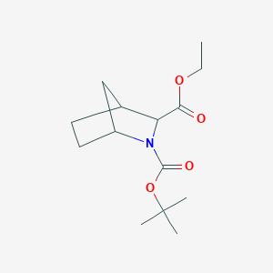 molecular formula C14H23NO4 B11771147 2-Tert-butyl 3-ethyl 2-azabicyclo[2.2.1]heptane-2,3-dicarboxylate 