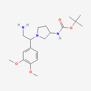 molecular formula C19H31N3O4 B11771210 tert-Butyl (1-(2-amino-1-(3,4-dimethoxyphenyl)ethyl)pyrrolidin-3-yl)carbamate CAS No. 886365-15-7