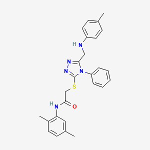 molecular formula C26H27N5OS B11771240 N-(2,5-Dimethylphenyl)-2-((4-phenyl-5-((p-tolylamino)methyl)-4H-1,2,4-triazol-3-yl)thio)acetamide 