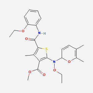 molecular formula C25H30N2O6S B11771261 Methyl 2-((5,6-dimethyl-2H-pyran-2-yl)(ethoxy)amino)-5-((2-ethoxyphenyl)carbamoyl)-4-methylthiophene-3-carboxylate 