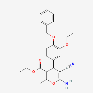 molecular formula C25H26N2O5 B11771293 Ethyl 6-amino-4-(4-(benzyloxy)-3-ethoxyphenyl)-5-cyano-2-methyl-4H-pyran-3-carboxylate 