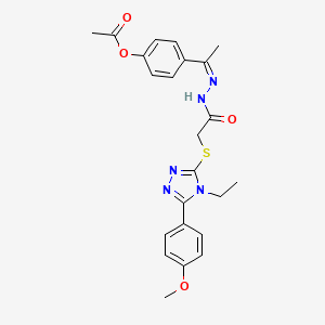 molecular formula C23H25N5O4S B11771319 4-(1-(2-(2-((4-Ethyl-5-(4-methoxyphenyl)-4H-1,2,4-triazol-3-yl)thio)acetyl)hydrazono)ethyl)phenyl acetate CAS No. 303103-06-2