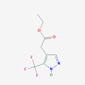 molecular formula C8H9F3N2O2 B11771357 Ethyl 2-(3-(trifluoromethyl)-1H-pyrazol-4-yl)acetate 