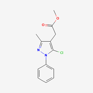 molecular formula C13H13ClN2O2 B11771386 Methyl 2-(5-chloro-3-methyl-1-phenyl-1H-pyrazol-4-yl)acetate 