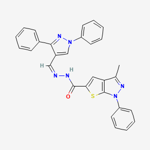 N-[(Z)-(1,3-diphenylpyrazol-4-yl)methylideneamino]-3-methyl-1-phenylthieno[2,3-c]pyrazole-5-carboxamide