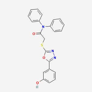 molecular formula C22H17N3O3S B11771486 2-((5-(3-Hydroxyphenyl)-1,3,4-oxadiazol-2-yl)thio)-N,N-diphenylacetamide 