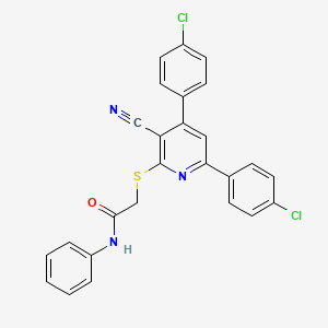 2-((4,6-Bis(4-chlorophenyl)-3-cyanopyridin-2-yl)thio)-N-phenylacetamide