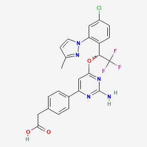 molecular formula C24H19ClF3N5O3 B11771554 (R)-2-(4-(2-Amino-6-(1-(4-chloro-2-(3-methyl-1H-pyrazol-1-yl)phenyl)-2,2,2-trifluoroethoxy)pyrimidin-4-yl)phenyl)acetic acid CAS No. 1956435-42-9