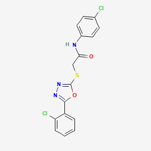 molecular formula C16H11Cl2N3O2S B11771563 N-(4-chlorophenyl)-2-((5-(2-chlorophenyl)-1,3,4-oxadiazol-2-yl)thio)acetamide 