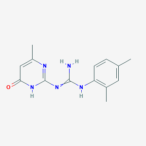 molecular formula C14H17N5O B11771578 1-(2,4-Dimethylphenyl)-3-(6-methyl-4-oxo-1,4-dihydropyrimidin-2-yl)guanidine 