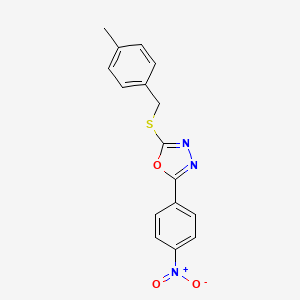 molecular formula C16H13N3O3S B11771625 2-((4-Methylbenzyl)thio)-5-(4-nitrophenyl)-1,3,4-oxadiazole 