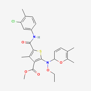 molecular formula C24H27ClN2O5S B11771674 Methyl 5-((3-chloro-4-methylphenyl)carbamoyl)-2-((5,6-dimethyl-2H-pyran-2-yl)(ethoxy)amino)-4-methylthiophene-3-carboxylate 