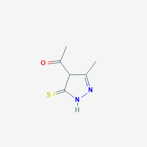 molecular formula C6H8N2OS B11771682 1-(3-Methyl-5-thioxo-4,5-dihydro-1H-pyrazol-4-yl)ethanone 