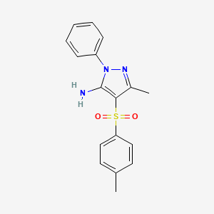 molecular formula C17H17N3O2S B11771690 3-Methyl-1-phenyl-4-tosyl-1H-pyrazol-5-amine 