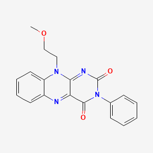 molecular formula C19H16N4O3 B11771743 10-(2-Methoxyethyl)-3-phenylbenzo[g]pteridine-2,4-dione CAS No. 61369-43-5