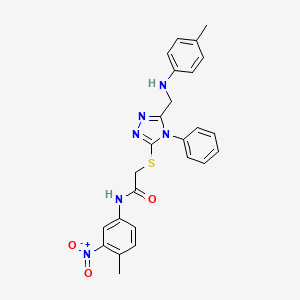 molecular formula C25H24N6O3S B11771885 N-(4-Methyl-3-nitrophenyl)-2-((4-phenyl-5-((p-tolylamino)methyl)-4H-1,2,4-triazol-3-yl)thio)acetamide 