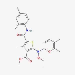 molecular formula C25H30N2O5S B11771928 Methyl 2-((5,6-dimethyl-2H-pyran-2-yl)(ethoxy)amino)-5-((2,4-dimethylphenyl)carbamoyl)-4-methylthiophene-3-carboxylate 