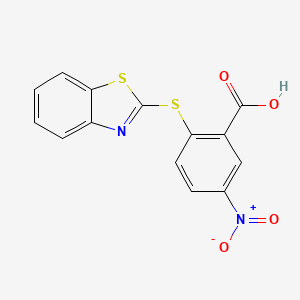 molecular formula C14H8N2O4S2 B11771935 2-(Benzo[d]thiazol-2-ylthio)-5-nitrobenzoic acid 