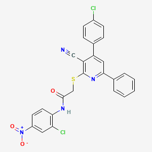 N-(2-Chloro-4-nitrophenyl)-2-((4-(4-chlorophenyl)-3-cyano-6-phenylpyridin-2-yl)thio)acetamide