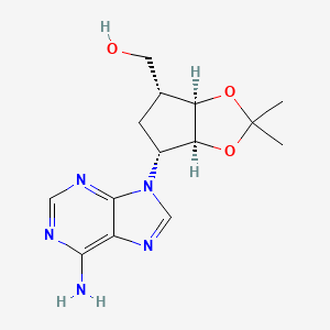 molecular formula C14H19N5O3 B11771952 rel-((3AR,4R,6R,6aS)-6-(6-amino-9H-purin-9-yl)-2,2-dimethyltetrahydro-3aH-cyclopenta[d][1,3]dioxol-4-yl)methanol 