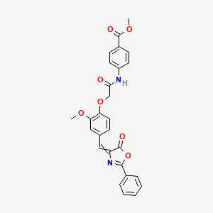 molecular formula C27H22N2O7 B11771960 Methyl 4-(2-(2-methoxy-4-((5-oxo-2-phenyloxazol-4(5H)-ylidene)methyl)phenoxy)acetamido)benzoate 