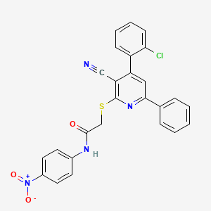 2-((4-(2-Chlorophenyl)-3-cyano-6-phenylpyridin-2-yl)thio)-N-(4-nitrophenyl)acetamide