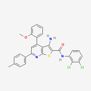 molecular formula C28H21Cl2N3O2S B11772190 3-Amino-N-(2,3-dichlorophenyl)-4-(2-methoxyphenyl)-6-(p-tolyl)thieno[2,3-b]pyridine-2-carboxamide 