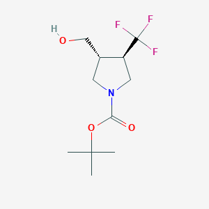 molecular formula C11H18F3NO3 B11772602 (3R,4R)-rel-tert-Butyl 3-(hydroxymethyl)-4-(trifluoromethyl)pyrrolidine-1-carboxylate 