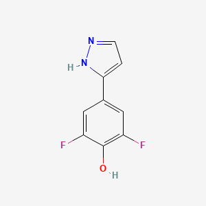 molecular formula C9H6F2N2O B11772613 2,6-Difluoro-4-(1H-pyrazol-3-yl)phenol 