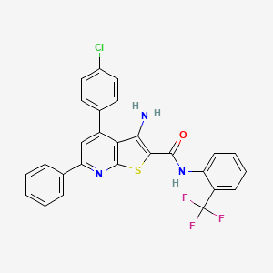 3-Amino-4-(4-chlorophenyl)-6-phenyl-N-(2-(trifluoromethyl)phenyl)thieno[2,3-b]pyridine-2-carboxamide