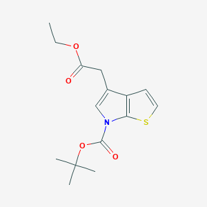 molecular formula C15H19NO4S B11772678 tert-butyl 4-(2-ethoxy-2-oxoethyl)-6H-thieno[2,3-b]pyrrole-6-carboxylate CAS No. 171513-17-0