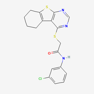 molecular formula C18H16ClN3OS2 B11772704 N-(3-Chlorophenyl)-2-((5,6,7,8-tetrahydrobenzo[4,5]thieno[2,3-d]pyrimidin-4-yl)thio)acetamide 