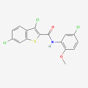 molecular formula C16H10Cl3NO2S B11772718 3,6-Dichloro-N-(5-chloro-2-methoxyphenyl)benzo[b]thiophene-2-carboxamide 