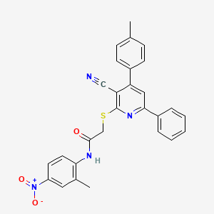 2-((3-Cyano-6-phenyl-4-(p-tolyl)pyridin-2-yl)thio)-N-(2-methyl-4-nitrophenyl)acetamide