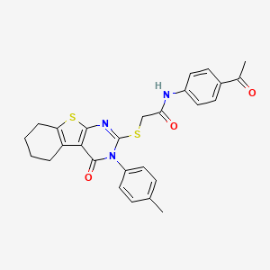 N-(4-Acetylphenyl)-2-((4-oxo-3-(p-tolyl)-3,4,5,6,7,8-hexahydrobenzo[4,5]thieno[2,3-d]pyrimidin-2-yl)thio)acetamide