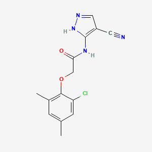 molecular formula C14H13ClN4O2 B1177372 2-(2-chloro-4,6-dimethylphenoxy)-N-(4-cyano-1H-pyrazol-5-yl)acetamide 