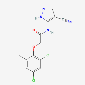 molecular formula C13H10Cl2N4O2 B1177373 N-(4-cyano-1H-pyrazol-5-yl)-2-(2,4-dichloro-6-methylphenoxy)acetamide 