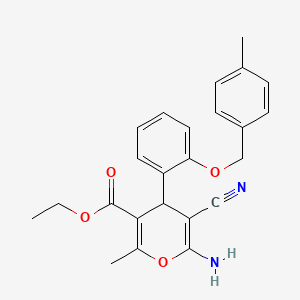 Ethyl 6-amino-5-cyano-2-methyl-4-(2-((4-methylbenzyl)oxy)phenyl)-4H-pyran-3-carboxylate