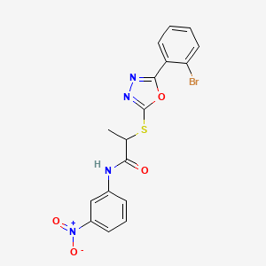 molecular formula C17H13BrN4O4S B11774810 2-((5-(2-Bromophenyl)-1,3,4-oxadiazol-2-yl)thio)-N-(3-nitrophenyl)propanamide 