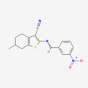 6-Methyl-2-((3-nitrobenzylidene)amino)-4,5,6,7-tetrahydrobenzo[b]thiophene-3-carbonitrile