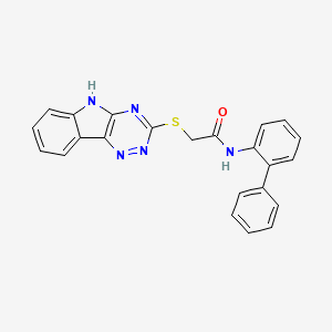 molecular formula C23H17N5OS B11775316 2-((5H-[1,2,4]Triazino[5,6-b]indol-3-yl)thio)-N-([1,1'-biphenyl]-2-yl)acetamide 