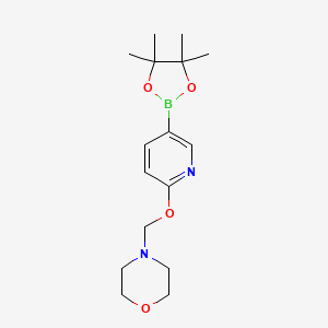 molecular formula C16H25BN2O4 B11775436 4-(((5-(4,4,5,5-Tetramethyl-1,3,2-dioxaborolan-2-yl)pyridin-2-yl)oxy)methyl)morpholine 