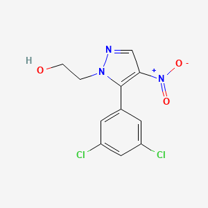 molecular formula C11H9Cl2N3O3 B11775469 2-(5-(3,5-Dichlorophenyl)-4-nitro-1H-pyrazol-1-yl)ethanol 