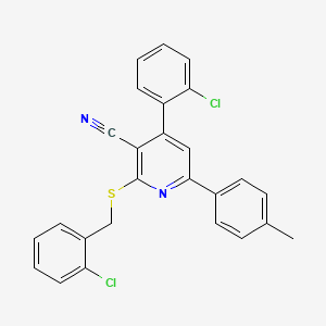 2-((2-Chlorobenzyl)thio)-4-(2-chlorophenyl)-6-(p-tolyl)nicotinonitrile