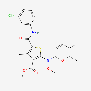 molecular formula C23H25ClN2O5S B11775637 Methyl 5-((3-chlorophenyl)carbamoyl)-2-((5,6-dimethyl-2H-pyran-2-yl)(ethoxy)amino)-4-methylthiophene-3-carboxylate 