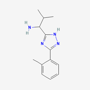 molecular formula C13H18N4 B11775646 2-Methyl-1-(3-(o-tolyl)-1H-1,2,4-triazol-5-yl)propan-1-amine 