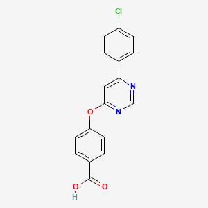 molecular formula C17H11ClN2O3 B11775687 4-((6-(4-Chlorophenyl)pyrimidin-4-yl)oxy)benzoic acid 