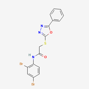 molecular formula C16H11Br2N3O2S B11775783 N-(2,4-Dibromophenyl)-2-((5-phenyl-1,3,4-oxadiazol-2-yl)thio)acetamide 