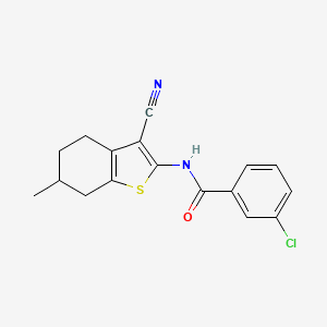 molecular formula C17H15ClN2OS B11775835 3-Chloro-N-(3-cyano-6-methyl-4,5,6,7-tetrahydrobenzo[b]thiophen-2-yl)benzamide 